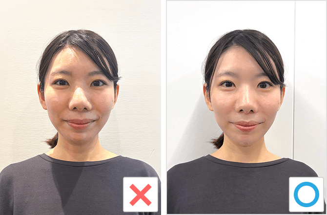 顔に影がある→×
顔に影がない→○