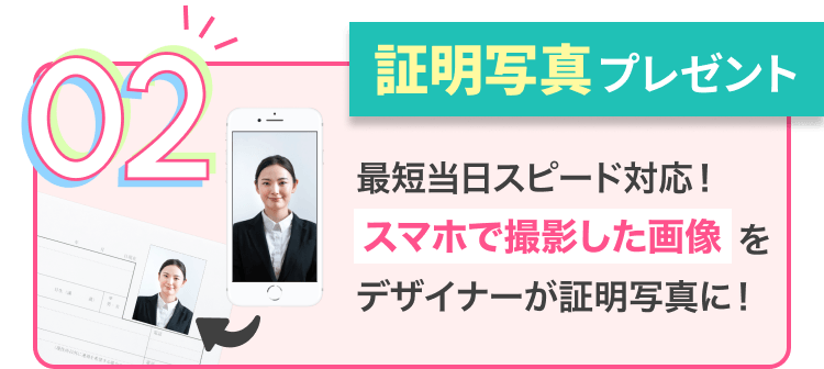 [証明写真プレゼント]最短当日スピード対応！スマホで撮影した画像をデザイナーが証明写真に！